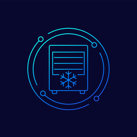 fridge, supermarket freezer icon in linear designのイラスト素材