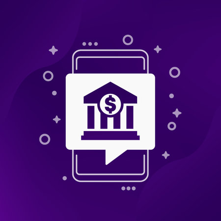 bank app icon with a smart phoneのイラスト素材
