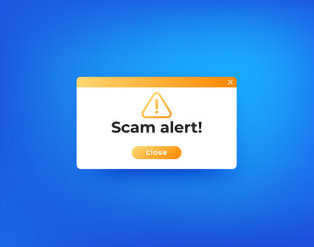 Scam alert warning window, vector designのイラスト素材