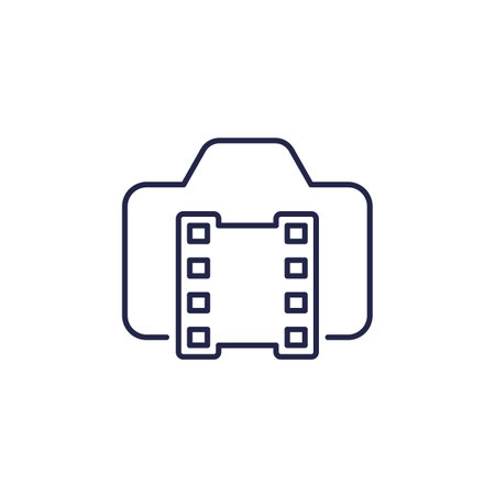 film camera line icon on whiteのイラスト素材