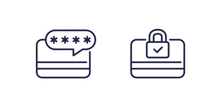 card PIN code icon, secure payment line vectorのイラスト素材
