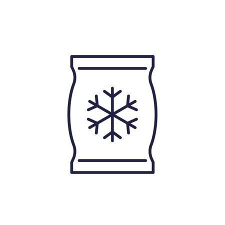 frozen bag icon, ice pack line vectorのイラスト素材