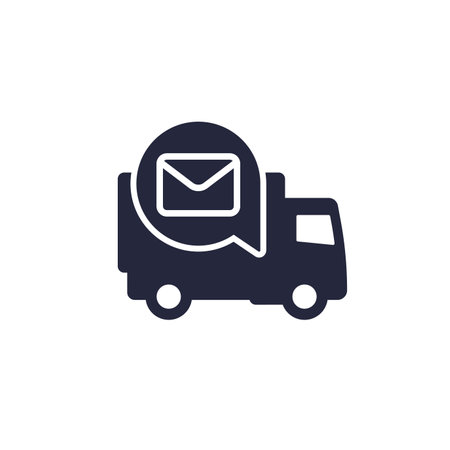 mail truck icon, vector pictogram on whiteのイラスト素材
