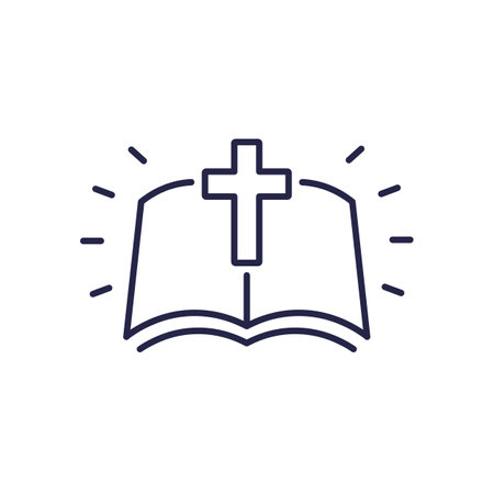 Bible line icon, holy prayer bookのイラスト素材