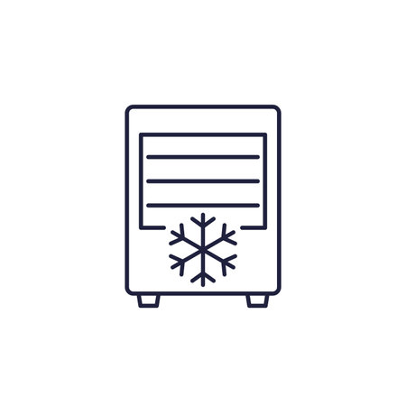 fridge, supermarket freezer line icon on whiteのイラスト素材