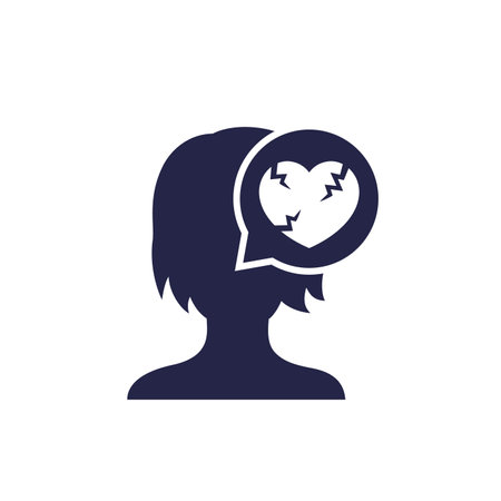 girl with broken heart, heartbreak iconのイラスト素材
