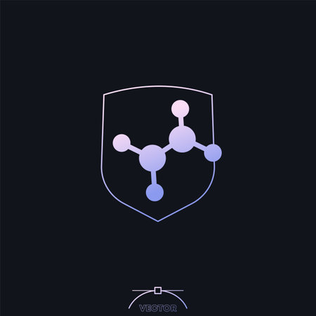 shield and molecule vector icon with gradientのイラスト素材