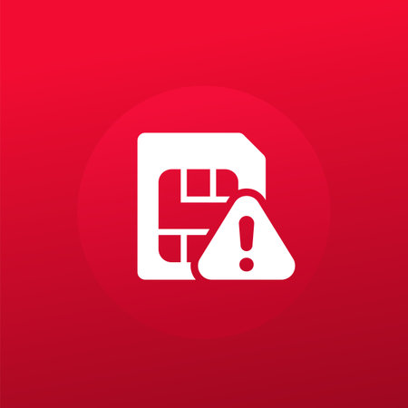 SIM card error vector icon, warning pictogramのイラスト素材
