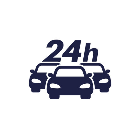 car fleet 24 hours icon on whiteのイラスト素材