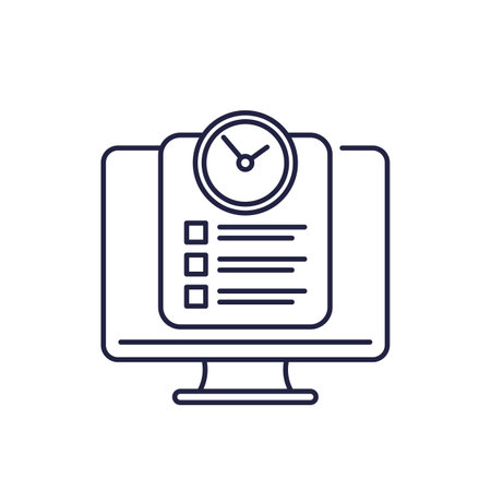 time sheet icon, timesheet software line vectorのイラスト素材