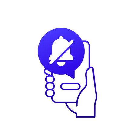 notifications off icon with a phone in handのイラスト素材
