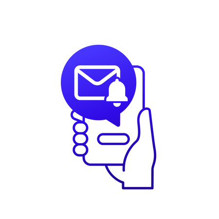 mail notification icon with a phone in handのイラスト素材