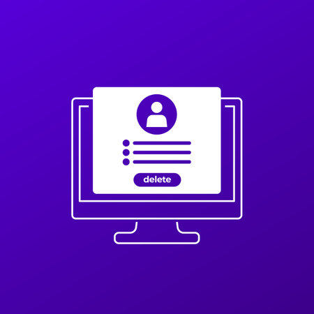 delete profile vector icon with a computerのイラスト素材