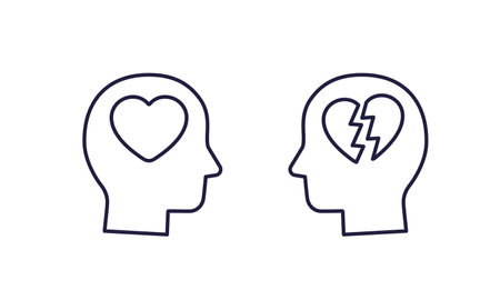 Head and heart, heartbreak line iconsのイラスト素材