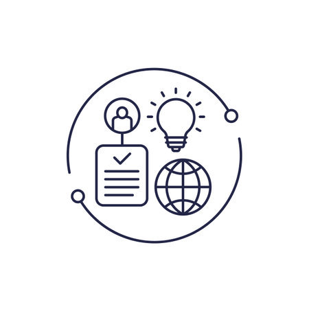 global patent icon in line styleのイラスト素材
