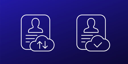 account backup line icons, personal data in cloudのイラスト素材