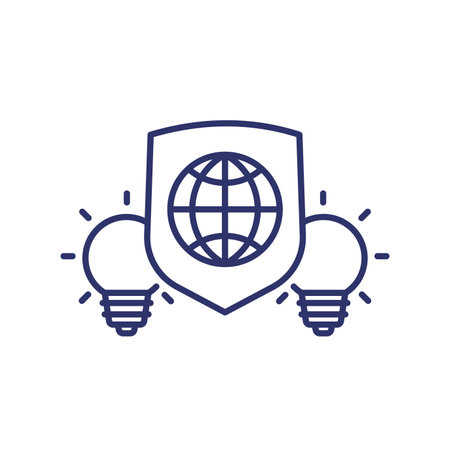 global patent protection line iconのイラスト素材