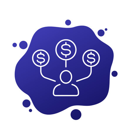Employee cost icon in line designのイラスト素材