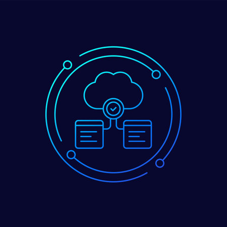 cloud computing icon in linear designのイラスト素材