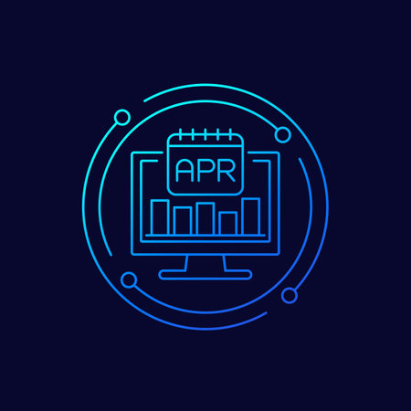 APR, Annual percentage rate icon in linear designのイラスト素材