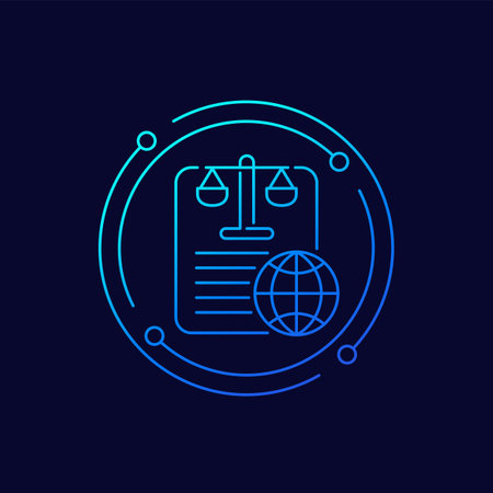 legal document icon, international law line designのイラスト素材
