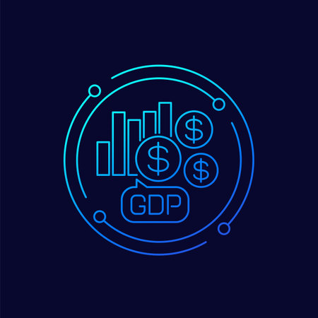 GDP icon, Gross Domestic Product, linear designのイラスト素材
