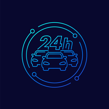 car fleet 24 hours icon in linear designのイラスト素材