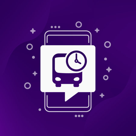 bus schedule app icon with a smart phoneのイラスト素材