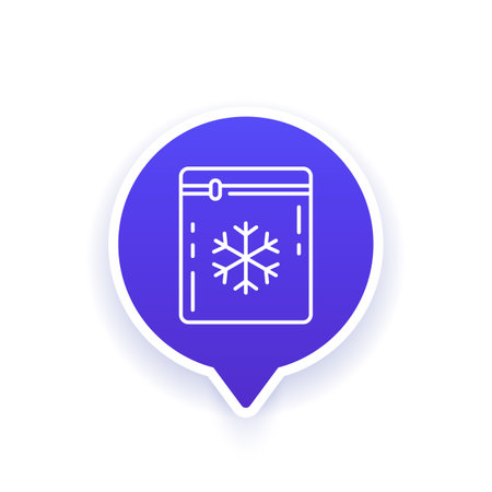 small frozen bag line icon, ice pack vectorのイラスト素材