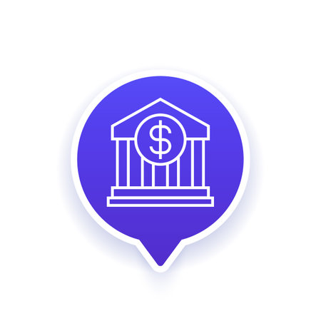 bank building icon in line designのイラスト素材
