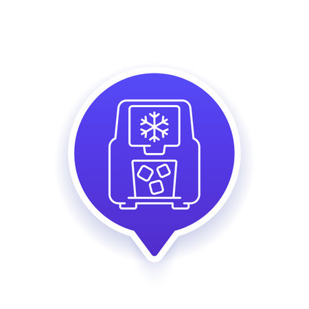 ice maker icon, ice machine in line designのイラスト素材
