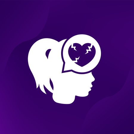 girl with broken heart icon, heartbreak vectorのイラスト素材
