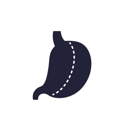 gastric sleeve, gastrectomy icon with a stomachのイラスト素材