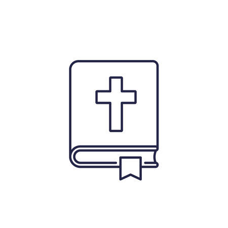 Bible icon, prayer book line vectorのイラスト素材