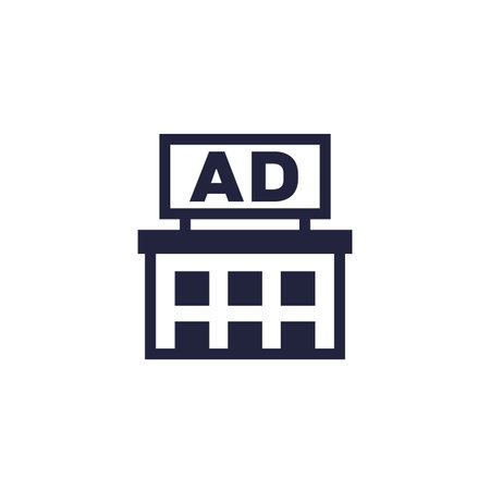 Rooftop advertising icon, ad banner on a roofのイラスト素材