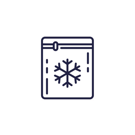 small frozen bag icon, ice pack line vectorのイラスト素材