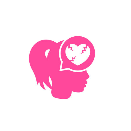 girl with broken heart icon, heartbreak vectorのイラスト素材