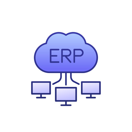 ERP software solutions icon with cloudのイラスト素材