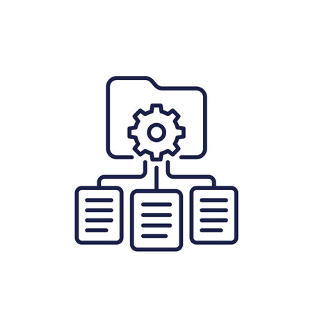 data management line icon, manage documents vectorのイラスト素材