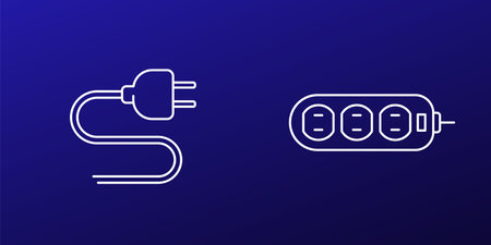 electric plug and power strip line vector iconsのイラスト素材