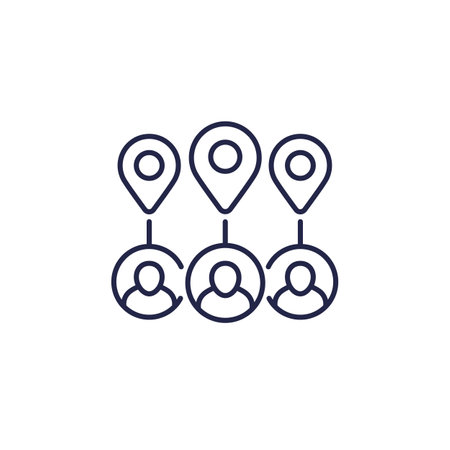 relocation, relocate employee line iconのイラスト素材