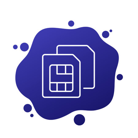 two SIM cards line icon, vectorのイラスト素材