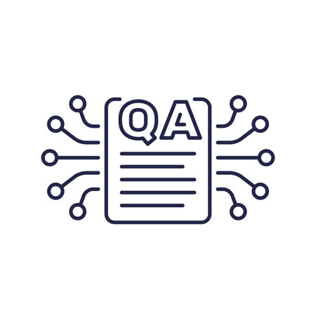 QA icon, Quality Assurance line vectorのイラスト素材