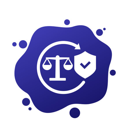 legal protection icon with shield, vectorのイラスト素材