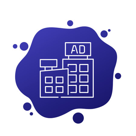 Rooftop advertising banners icon in line designのイラスト素材