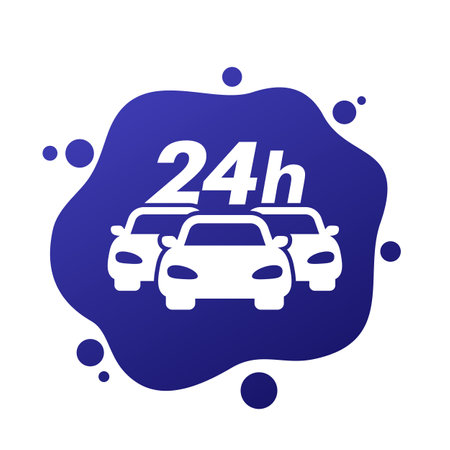 car fleet 24 hours icon, vectorのイラスト素材