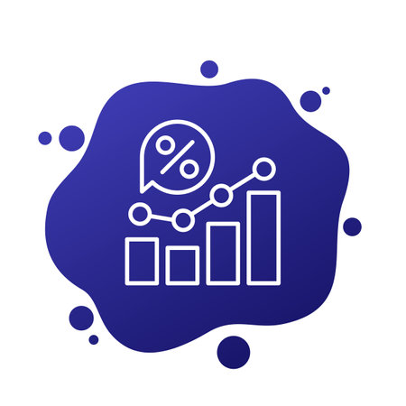 high interest rate line icon with a graph, vectorのイラスト素材