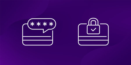card PIN code, secure payment line iconのイラスト素材