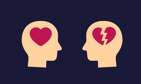 Head and heart, heartbreak vector iconsのイラスト素材