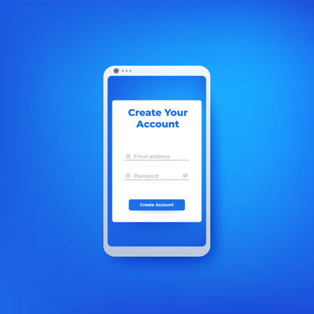Create account form, ui design, mobile interfaceのイラスト素材